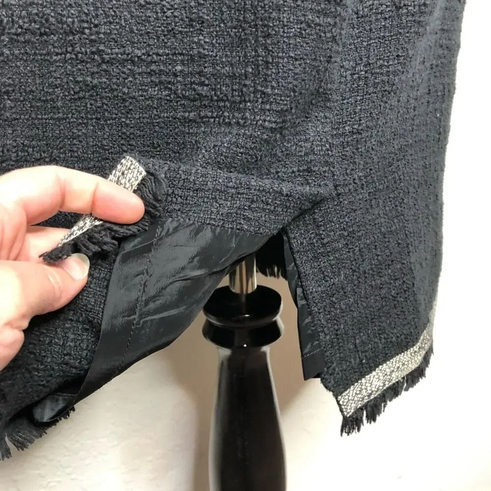 J Crew black fringe trim bouchle knit sleeveless sheath dress size 6